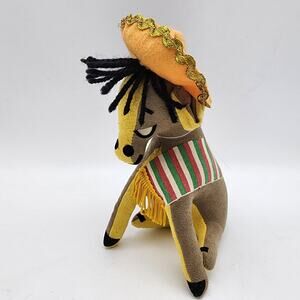 Vintage Dakin Dream Pets Pancho Donkey Mule Plush 7" Dreads Sombrero Applause